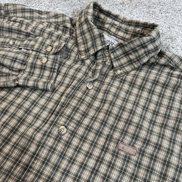 Carhartt Other - Carhartt Plaid Button Up Shirt Men's‎ L Green Tan Cotton pocket Workwear Durable